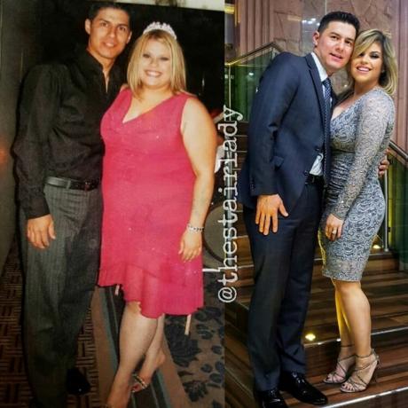 Elena och hennes man - både före och efter viktnedgång