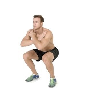 Huk med fastställande av knäna i en böjd position