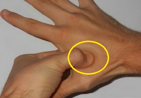 Punkten mellan tummen och pekfingret